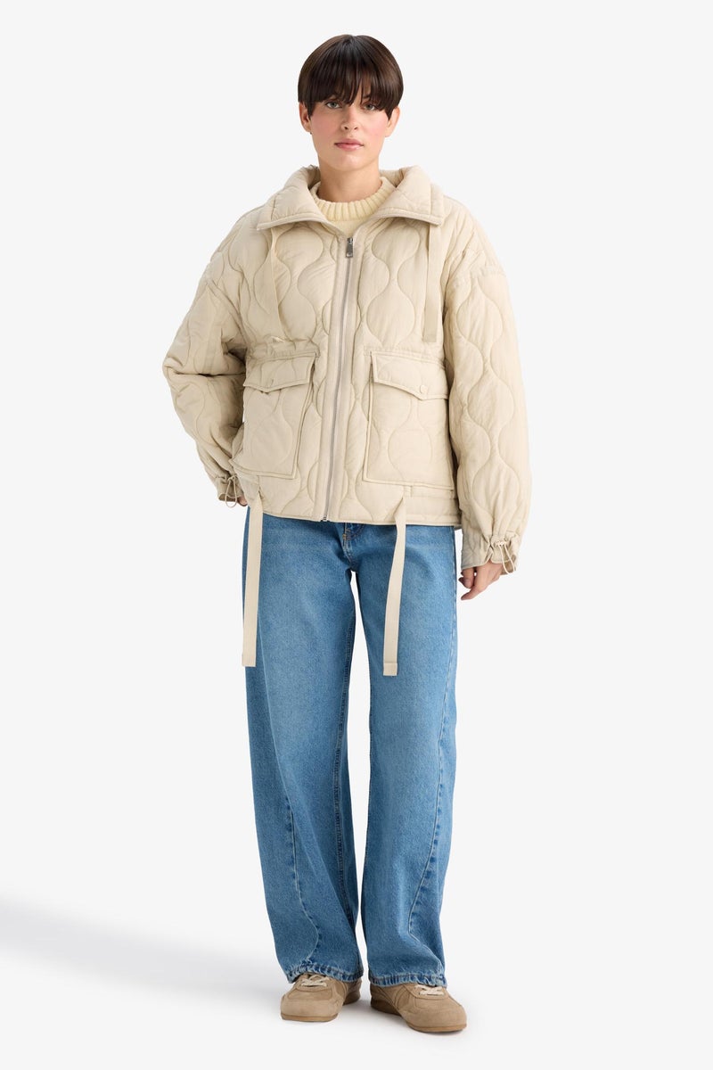 DeFacto Beige Woman Waterproof Relax Fit Jacket Casual - Image 2